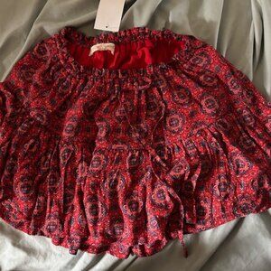 NEW skort  womens size extra small   stretch top skirt red blue boho print